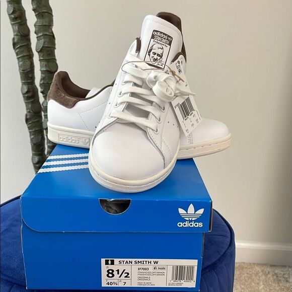 Adidas Shoes - Adidas White and Brown Sneakers Classic Design